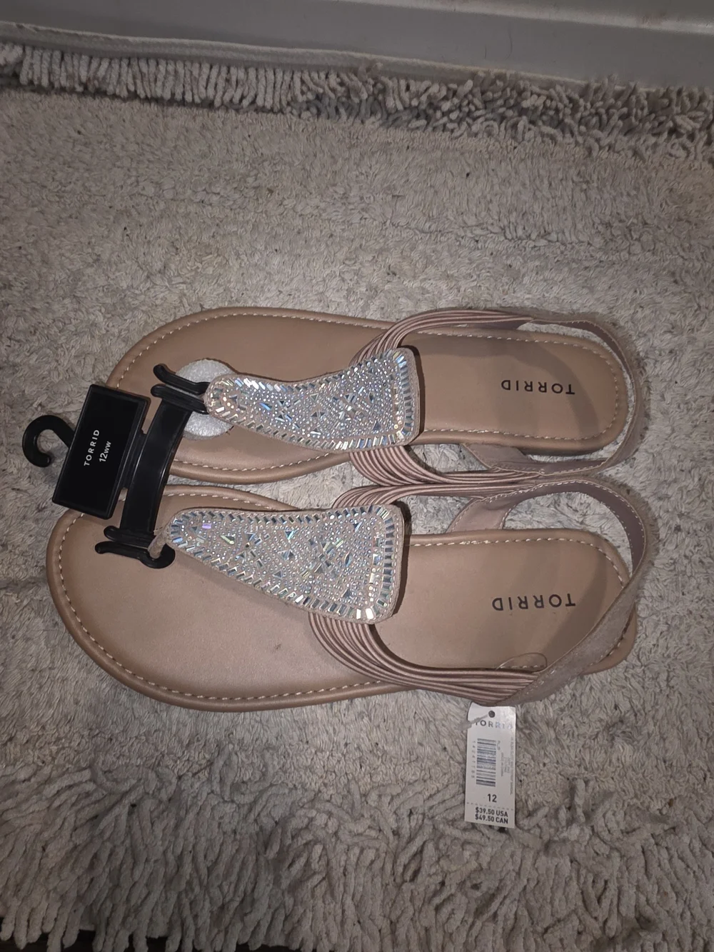 torrid blush crystal T-strap sandals